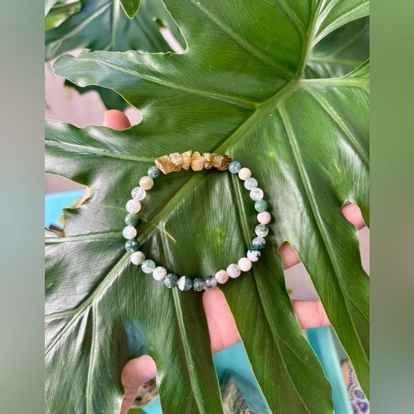 Sunstone & Moss Agate bracelet - Picture 4 of 4